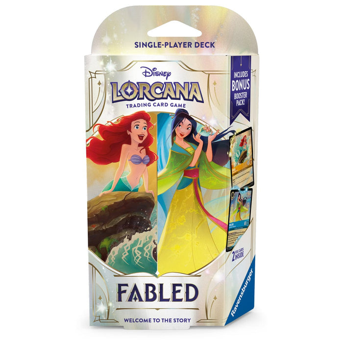 Disney-Ravensburger Disney Lorcana - Fabled - Starter Deck - Ariel & Mulan available at Northumbrian Tin Soldier