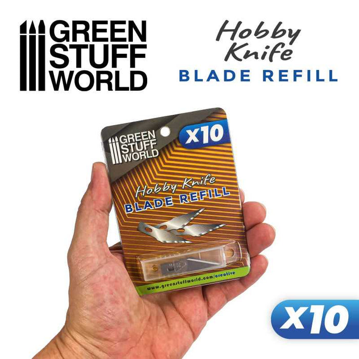 Green Stuff World 10x Hobby Knife Blade Refill available at Northumbrian Tin Soldier