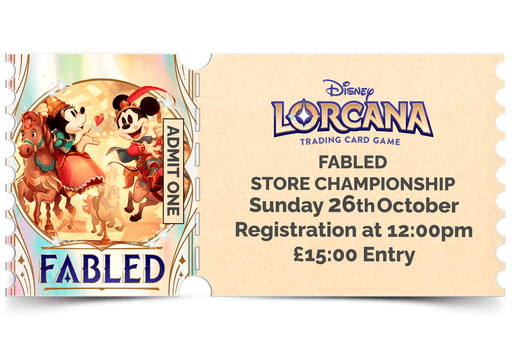 Northumbrian Tin Soldier Disney Lorcana - Fabled Championship - In store event ticket (Sunday 26th October) Ticket available at Northumbrian Tin Soldier