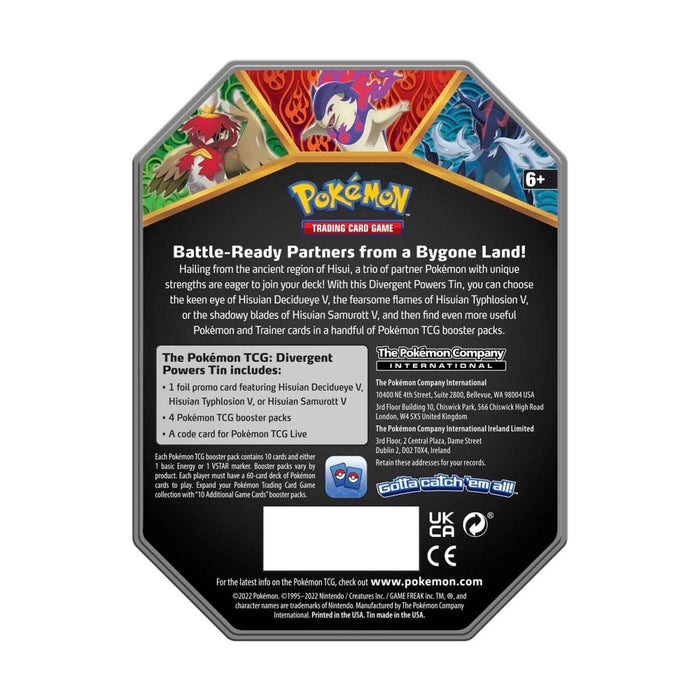 The Pokémon Company Pokémon : Divergent Powers Tin - Hisuian Decidueye V available at Northumbrian Tin Soldier