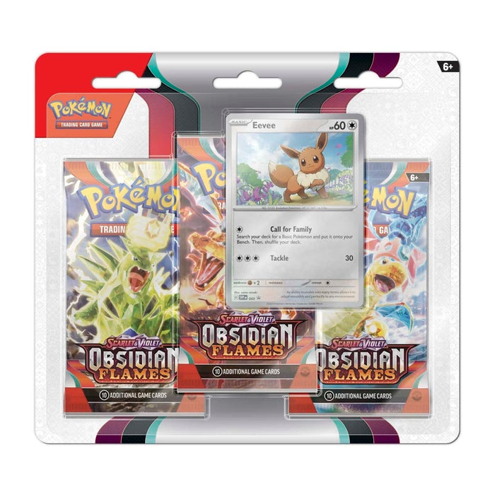 The Pokémon Company Pokémon - Scarlet and Violet Obsidian Flames - 3 Pack Blister - Eevee available at Northumbrian Tin Soldier
