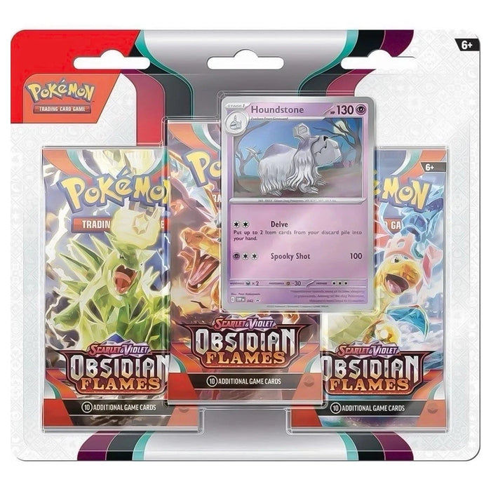 The Pokémon Company Pokémon - Scarlet and Violet Obsidian Flames - 3 Pack Blister - Houndstone available at Northumbrian Tin Soldier
