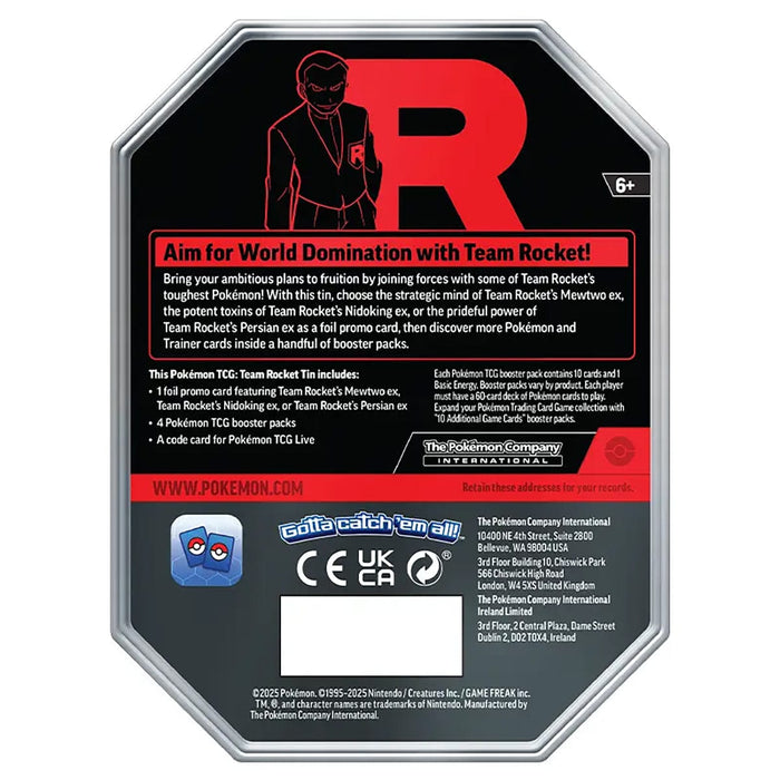 The Pokémon Company Pokémon - Team Rocket Tin - Mewtwo EX available at Northumbrian Tin Soldier