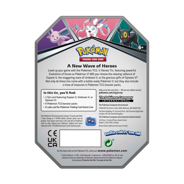 The Pokémon Company Pokémon : V Heroes Tin - Sylveon V available at Northumbrian Tin Soldier