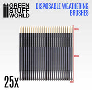 Green Stuff World 25x Disposable Weathering Brushes available at Northumbrian Tin Soldier