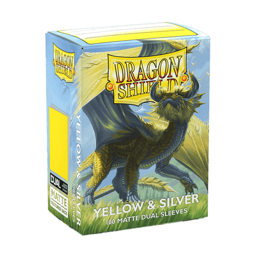 Arcane Tinmen Dragon Shield Matte Dual - Yellow and Silver (100 Sleeves) available at Northumbrian Tin Soldier