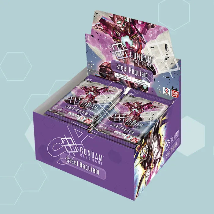 Bandai Gundam Card Game: Steel Requiem Booster Box (GD03) available at Northumbrian Tin Soldier