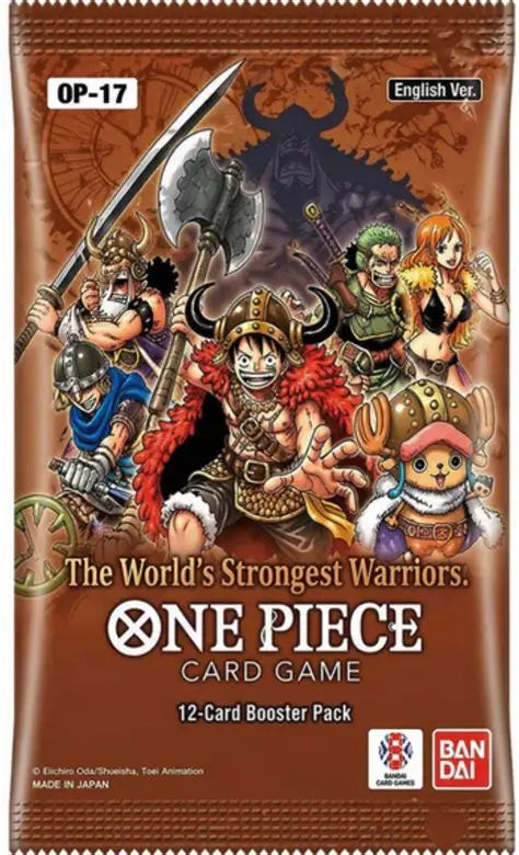 Bandai One Piece Card Game: The Worlds Strongest Warriors (OP-17) Booster Pack available at Northumbrian Tin Soldier
