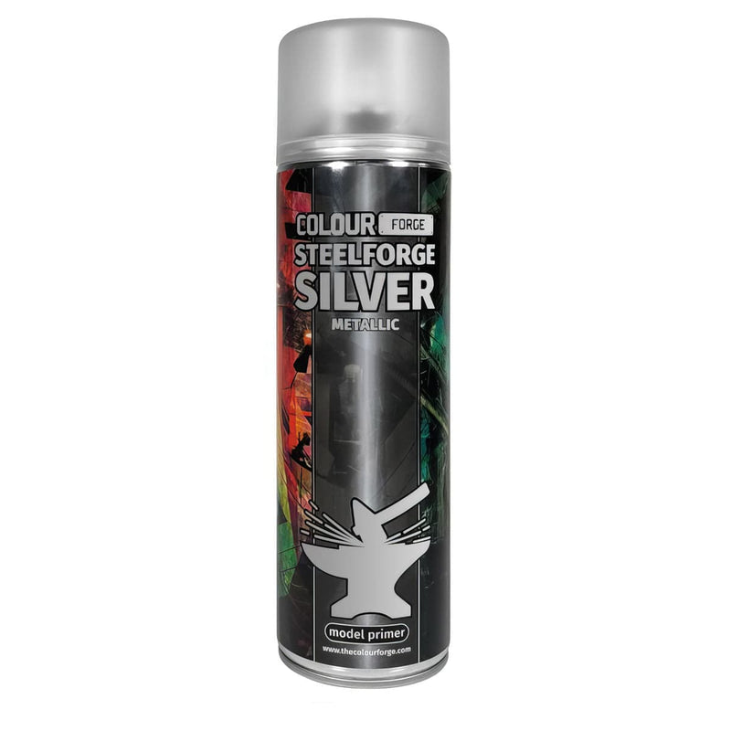 Colour Forge Colour Forge: Steelforge Silver Spray (500ml) available at Northumbrian Tin Soldier