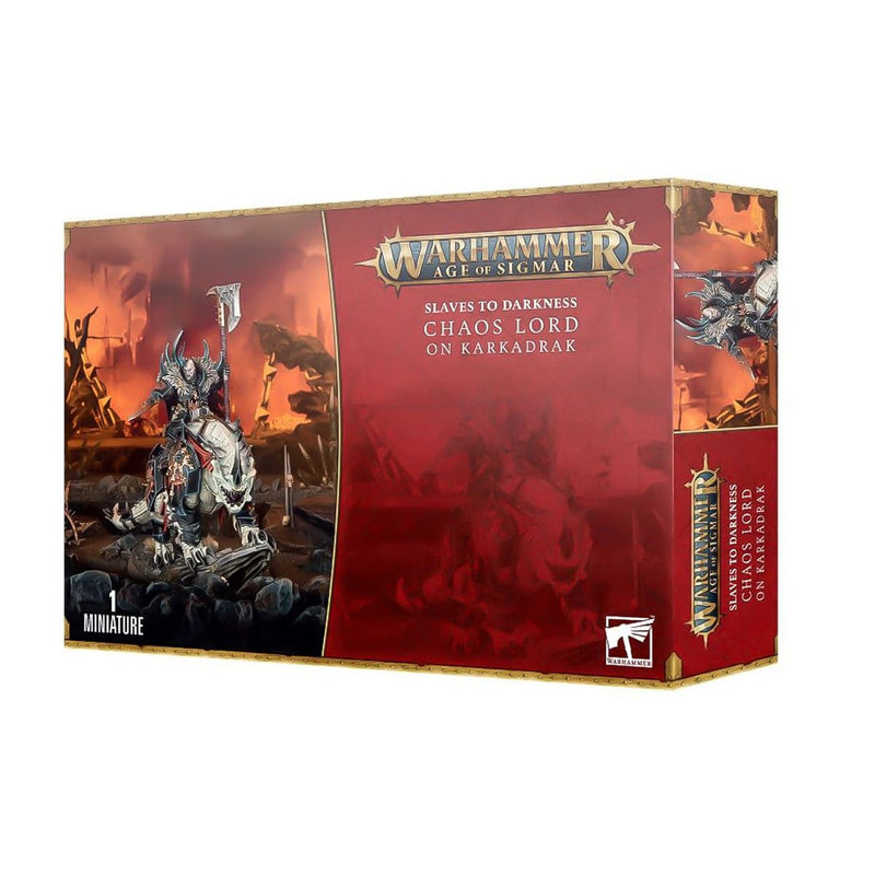 Games Workshop Age Of Sigmar:  Slaves To Darkness - Chaos Lord On Karkadrak available at Northumbrian Tin Soldier