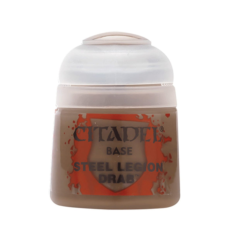 Games Workshop Citadel Colour Base: Steel Legion Drab available at Northumbrian Tin Soldier