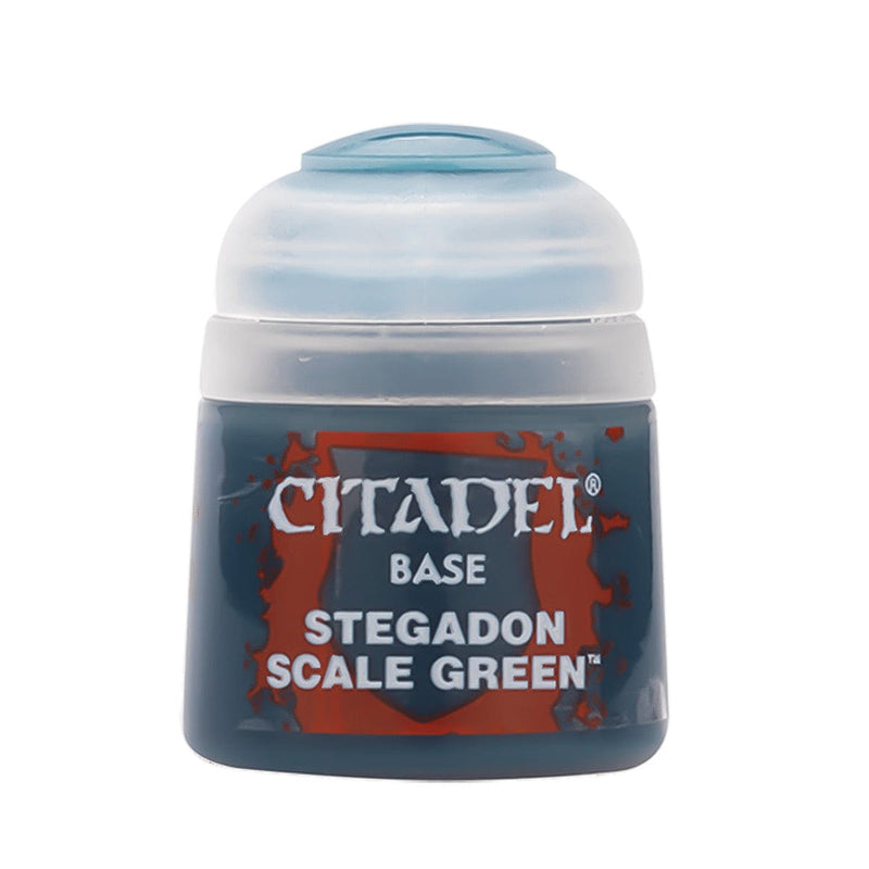 Games Workshop Citadel Colour Base: Stegadon Scale Green available at Northumbrian Tin Soldier