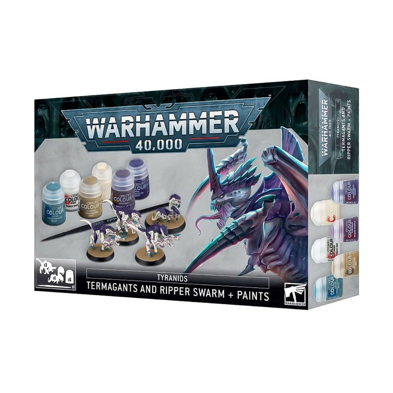 Games Workshop Warhammer 40,000: Tyranids - Termagants And Ripper Swarm + Paints Set available at Northumbrian Tin Soldier