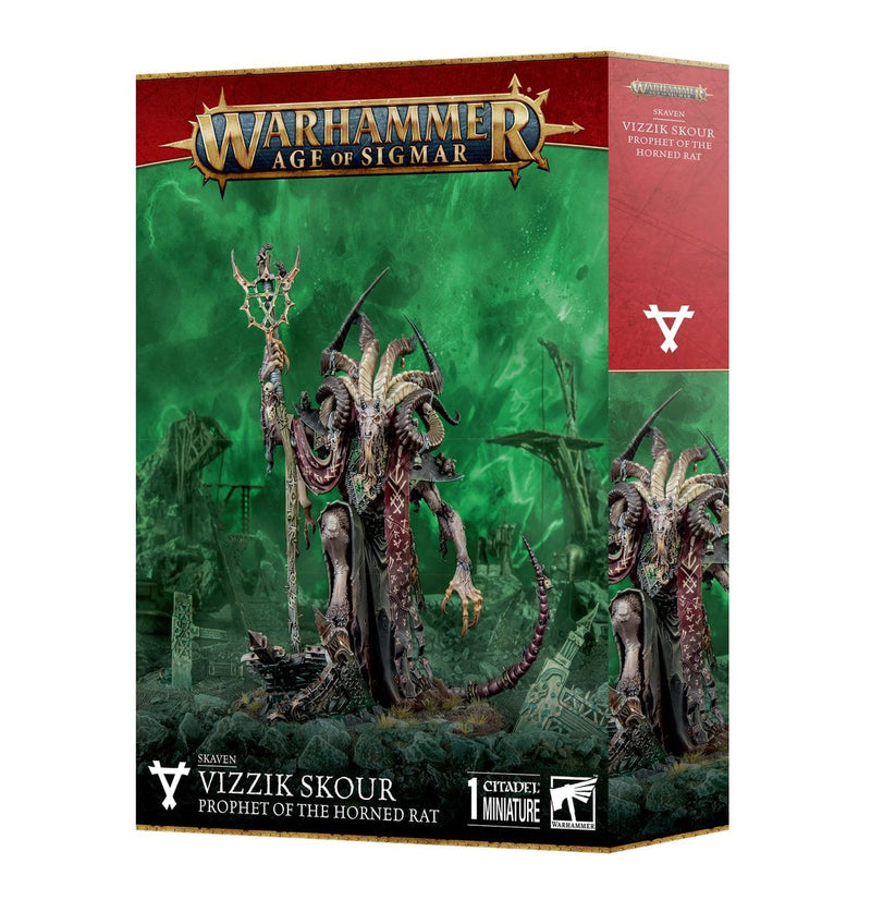 Games Workshop Warhammer Age of Sigmar: Skaven - Vizzik Skour, Prophet of the Horned Rat available at Northumbrian Tin Soldier