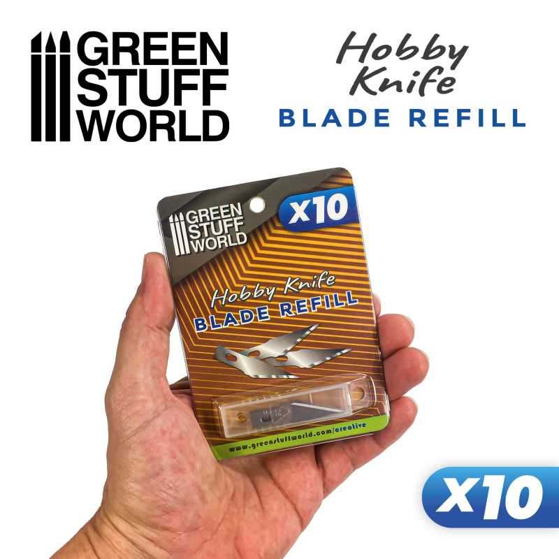 Green Stuff World 10x Hobby Knife Blade Refill available at Northumbrian Tin Soldier