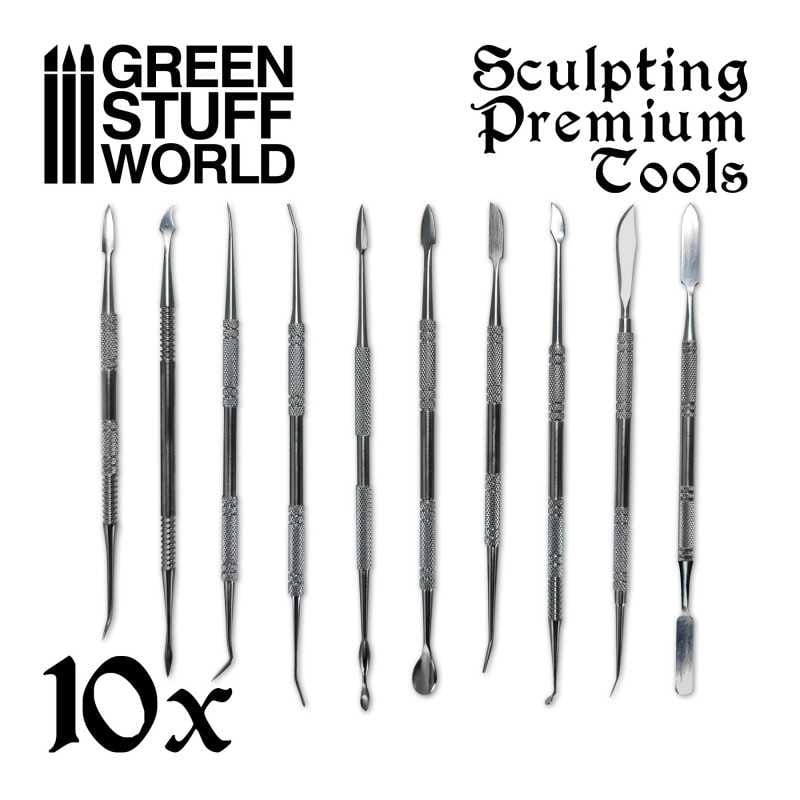 Green Stuff World 10x Professional Sculpting Tools with case available at Northumbrian Tin Soldier