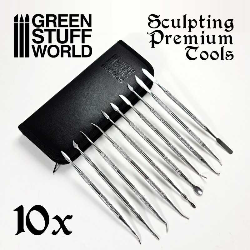 Green Stuff World 10x Professional Sculpting Tools with case available at Northumbrian Tin Soldier