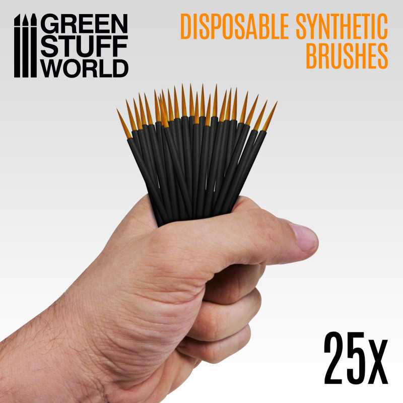 Green Stuff World 25x Disposable Synthetic Brushes available at Northumbrian Tin Soldier