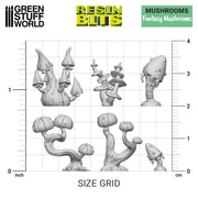 Green Stuff World 3D printed set - Fantasy Mushrooms available at Northumbrian Tin Soldier