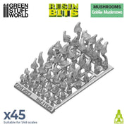 Green Stuff World 3D printed set - Goblin Mushrooms available at Northumbrian Tin Soldier