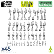 Green Stuff World 3D printed set - Goblin Mushrooms available at Northumbrian Tin Soldier