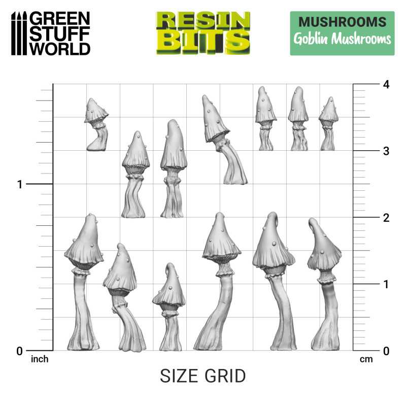 Green Stuff World 3D printed set - Goblin Mushrooms available at Northumbrian Tin Soldier