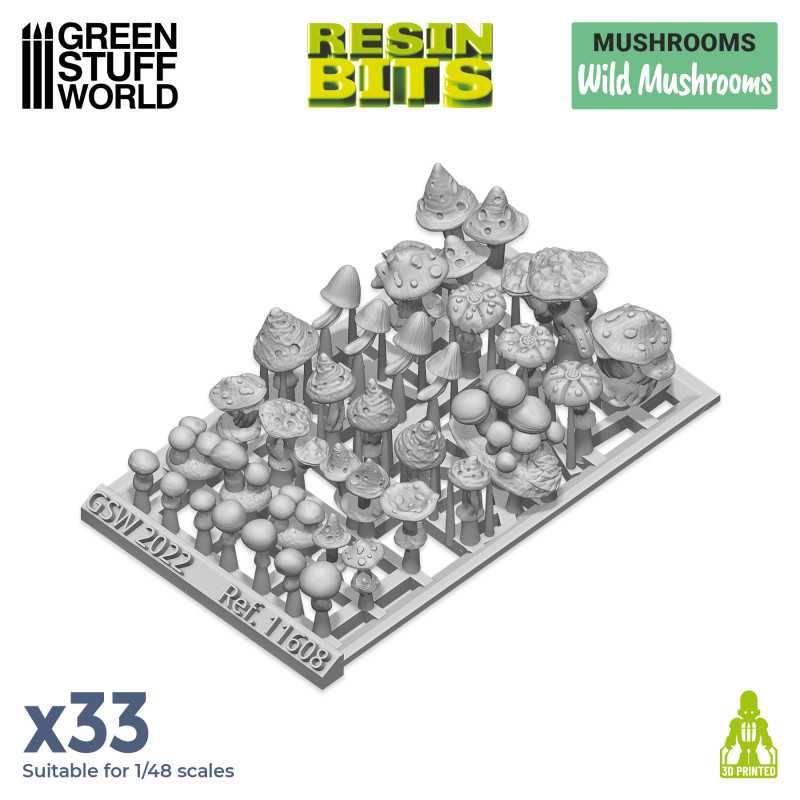Green Stuff World 3D printed set - Wild Mushrooms available at Northumbrian Tin Soldier