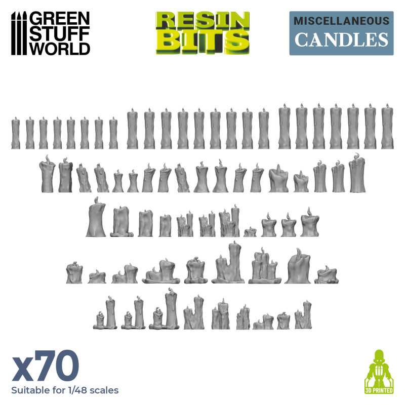 Green Stuff World 70x Resin Candles available at Northumbrian Tin Soldier