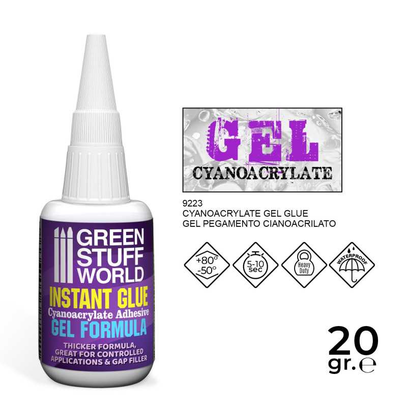 Green Stuff World Cyanoacrylate Adhesive 20 gram - GEL formula (Super Glue) available at Northumbrian Tin Soldier