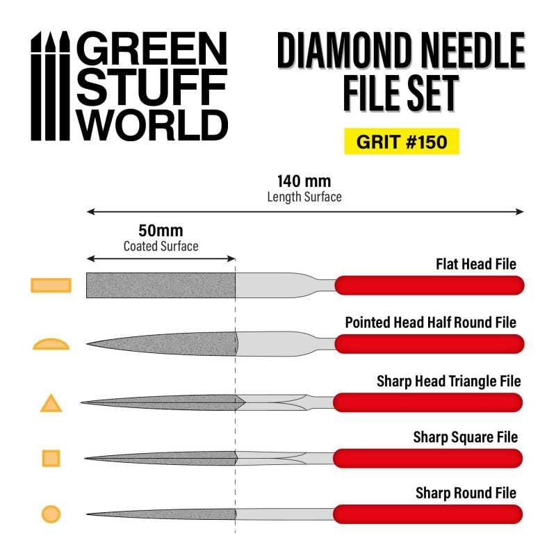 Green Stuff World Diamond Needle Files Set - Grit 150 available at Northumbrian Tin Soldier