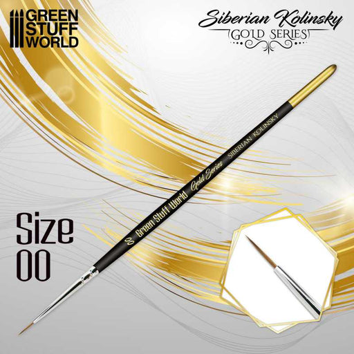 Green Stuff World GOLD SERIES Siberian Kolinsky Brush - Size 00 available at Northumbrian Tin Soldier