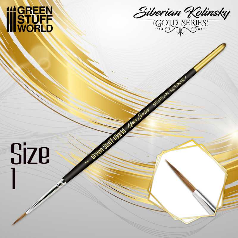 Green Stuff World GOLD SERIES Siberian Kolinsky Brush - Size 1 available at Northumbrian Tin Soldier