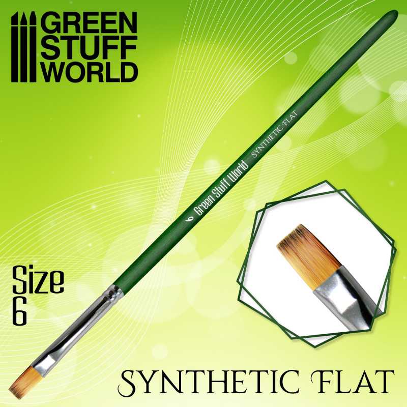 Green Stuff World GREEN SERIES Flat Synthetic Brush Size 6 available at Northumbrian Tin Soldier