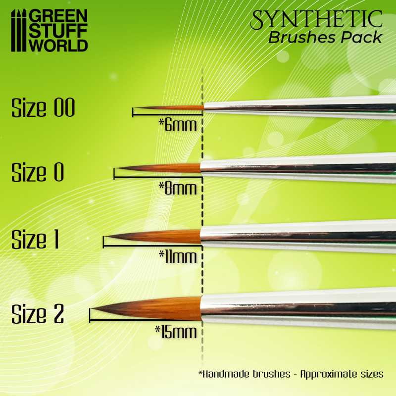 Green Stuff World GREEN SERIES Synthetic Brush Set available at Northumbrian Tin Soldier