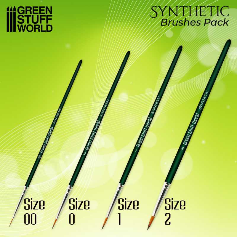 Green Stuff World GREEN SERIES Synthetic Brush Set available at Northumbrian Tin Soldier
