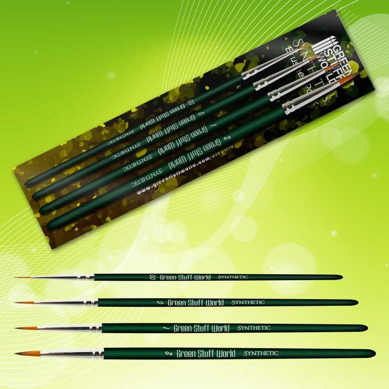 Green Stuff World GREEN SERIES Synthetic Brush Set available at Northumbrian Tin Soldier