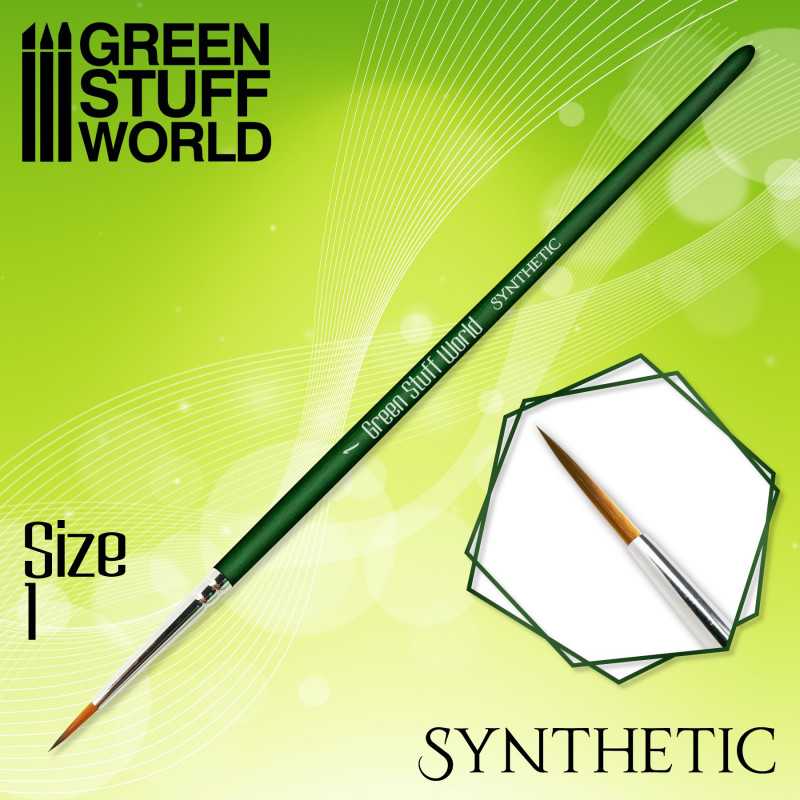 Green Stuff World GREEN SERIES Synthetic Brush - Size 1 available at Northumbrian Tin Soldier