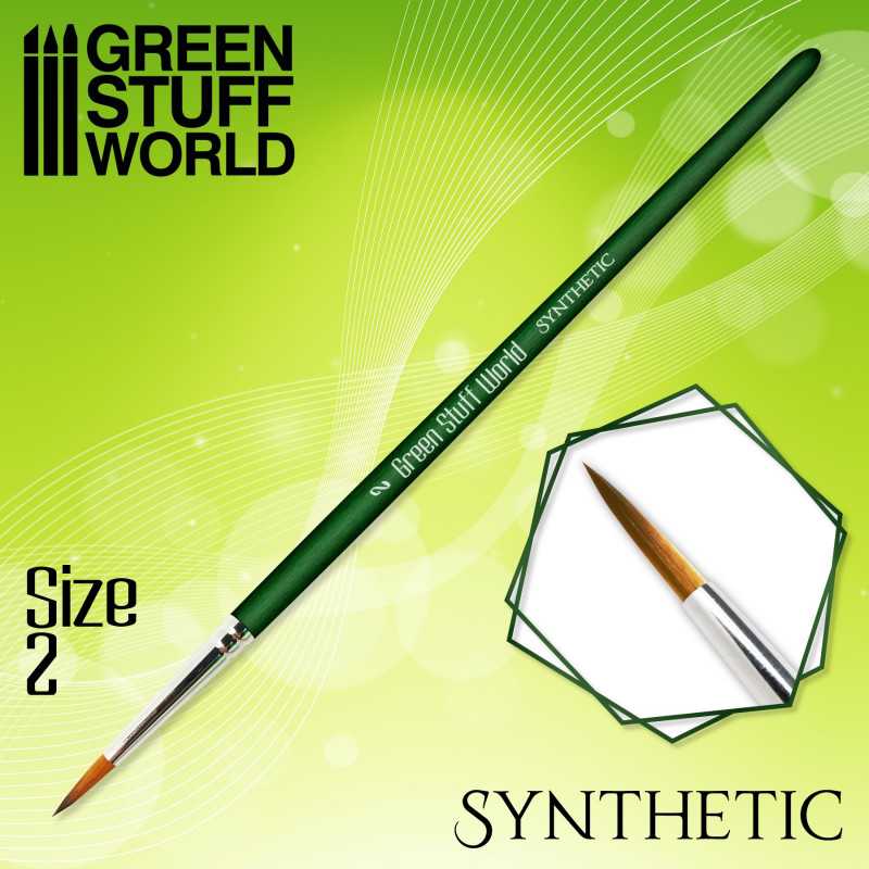 Green Stuff World GREEN SERIES Synthetic Brush - Size 2 available at Northumbrian Tin Soldier