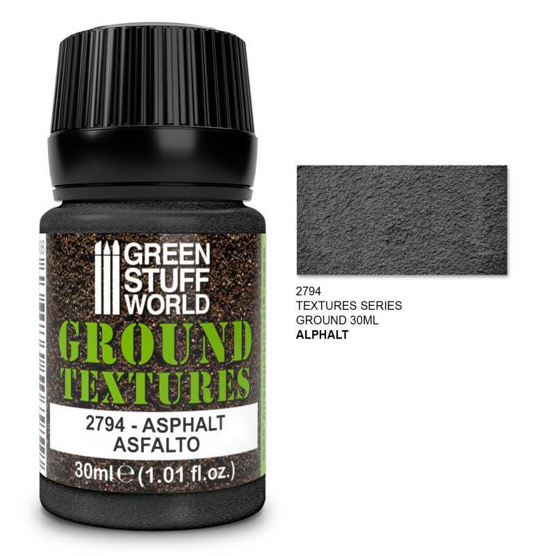 Green Stuff World Ground Textures - ASPHALT 30ml available at Northumbrian Tin Soldier