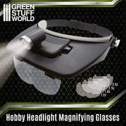 Green Stuff World Hobby Headlight Magnifying Glasses available at Northumbrian Tin Soldier