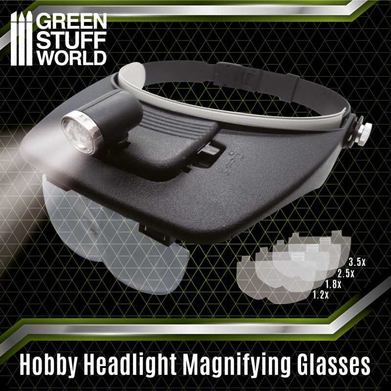 Green Stuff World Hobby Headlight Magnifying Glasses available at Northumbrian Tin Soldier