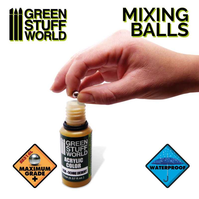 Green Stuff World Mixing Paint Steel Bearing Balls in 6.35mm available at Northumbrian Tin Soldier