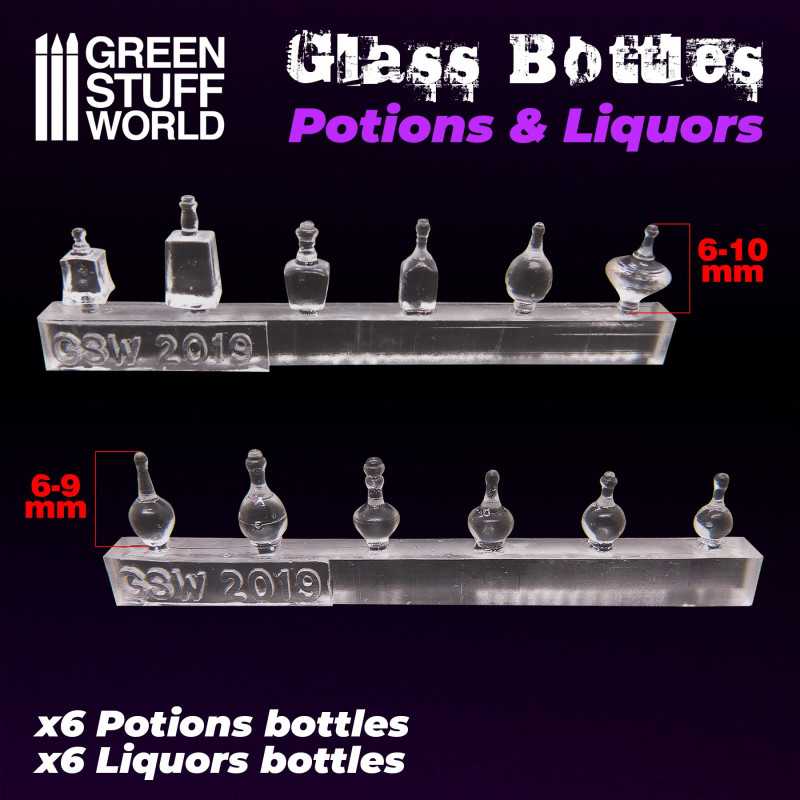 Green Stuff World Potion and Liquor Bottles Resin Set available at Northumbrian Tin Soldier