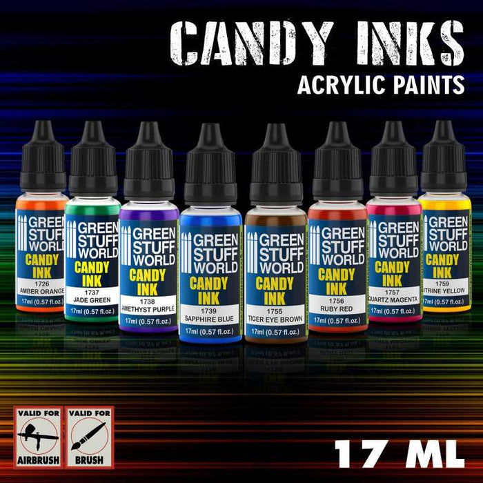 Green Stuff World Set x8 Acrylic Candy Ink Paints available at Northumbrian Tin Soldier