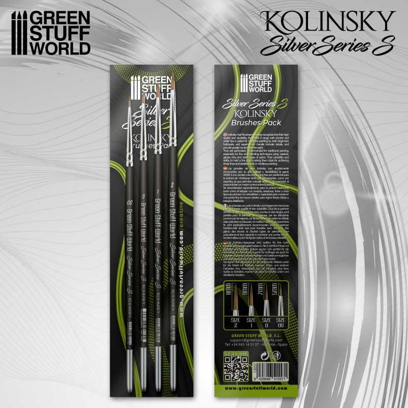 Green Stuff World SILVER SERIES Kolinsky Brush Set available at Northumbrian Tin Soldier