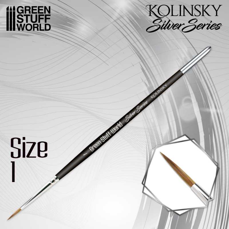 Green Stuff World SILVER SERIES Kolinsky Brush - Size 1 available at Northumbrian Tin Soldier