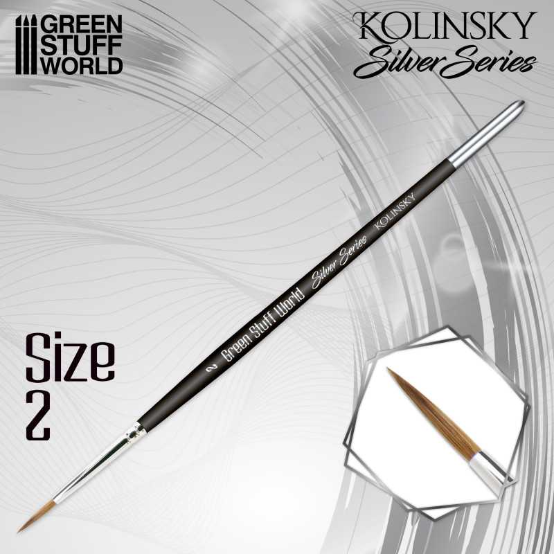 Green Stuff World SILVER SERIES Kolinsky Brush - Size 2 available at Northumbrian Tin Soldier