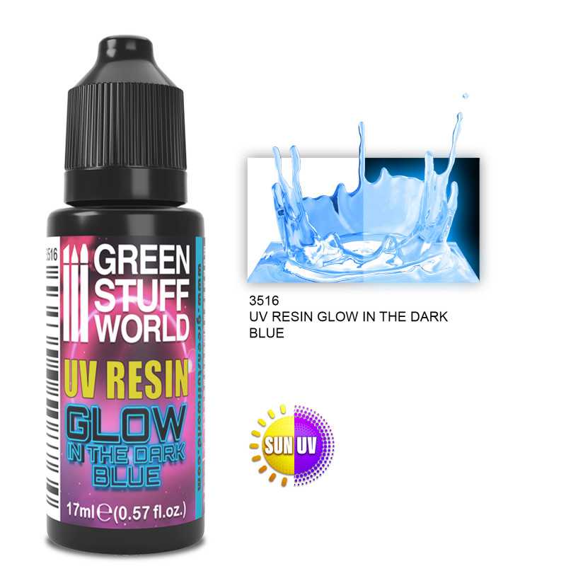Green Stuff World UV RESIN 17ml BLUE - Glow in the Dark available at Northumbrian Tin Soldier