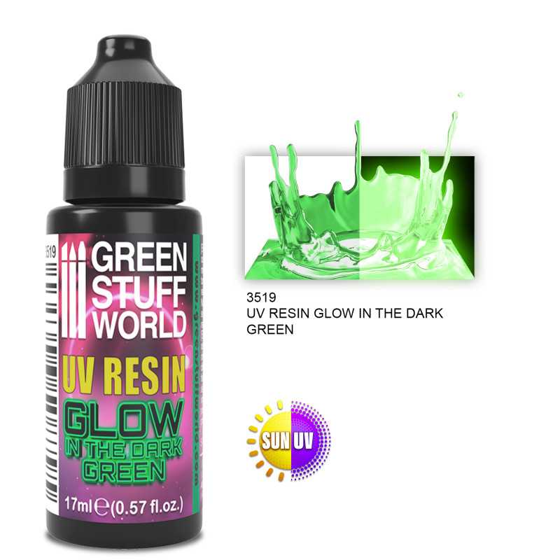 Green Stuff World UV RESIN 17ml GREEN - Glow in the Dark available at Northumbrian Tin Soldier