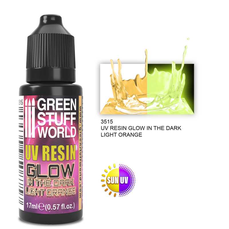 Green Stuff World UV RESIN 17ml LIGHT ORANGE - Glow in the Dark available at Northumbrian Tin Soldier